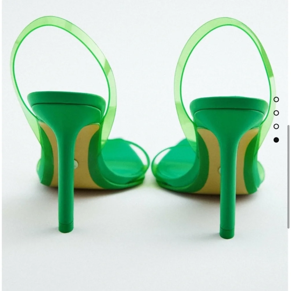 Zara Green Vinyl Slingback Heeled Sandals - Picture 3 of 8